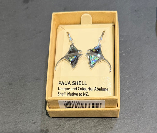 Paua Stingray Maori Design Earrings