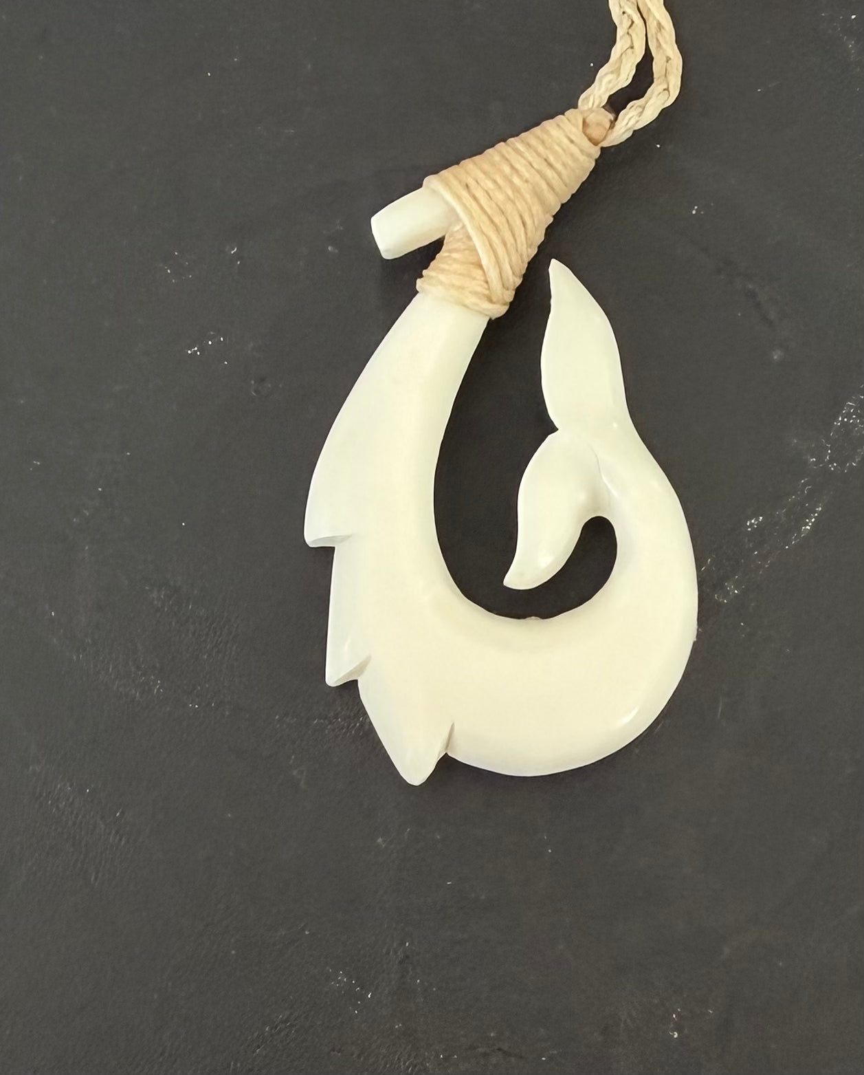Hook With Whale Tail Necklace - Bone Carving