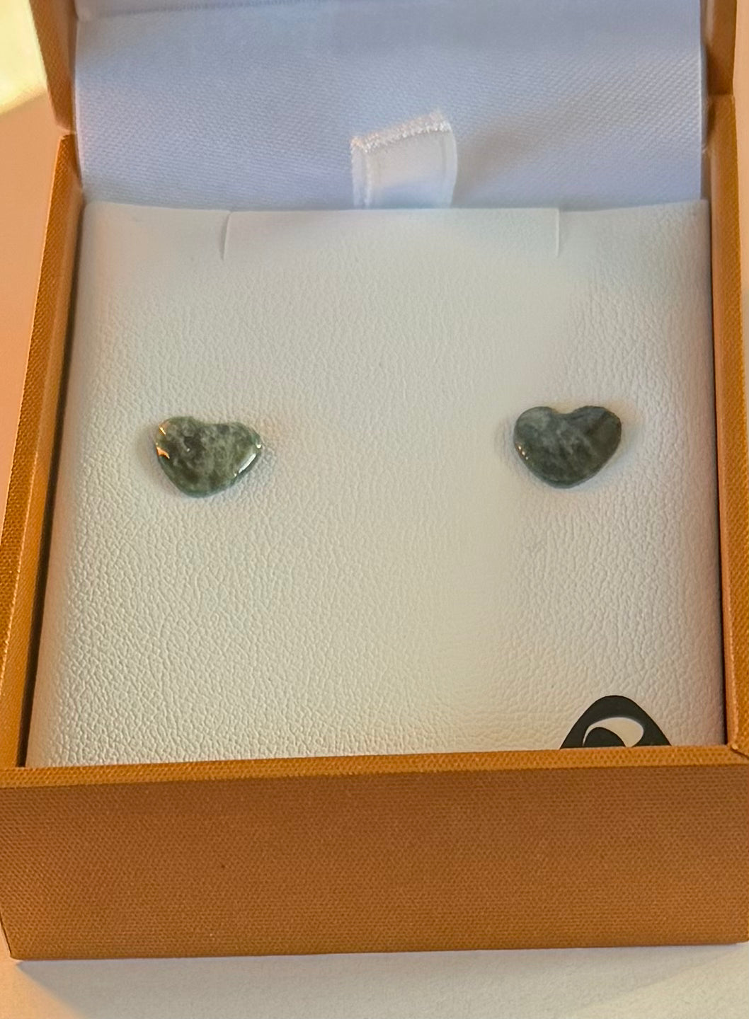 Little Greenstone Heart Stud Earrings