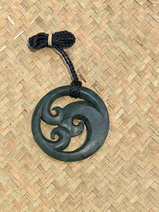 Large Triple Koru semi polished Pounamu Necklace