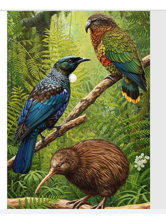 Maori Art Cards by Artist Doug Healey Tui Kiwi Kea