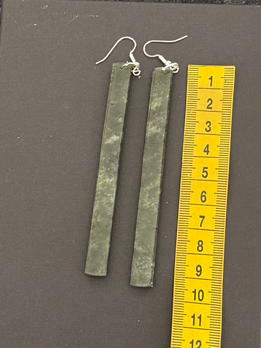 Extra Long Toki Greenstone Earrings 3