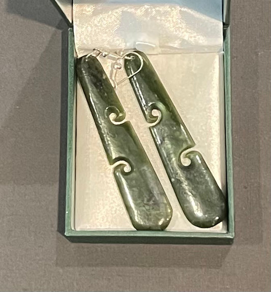 Pounamu Greenstone Earrings With Koru