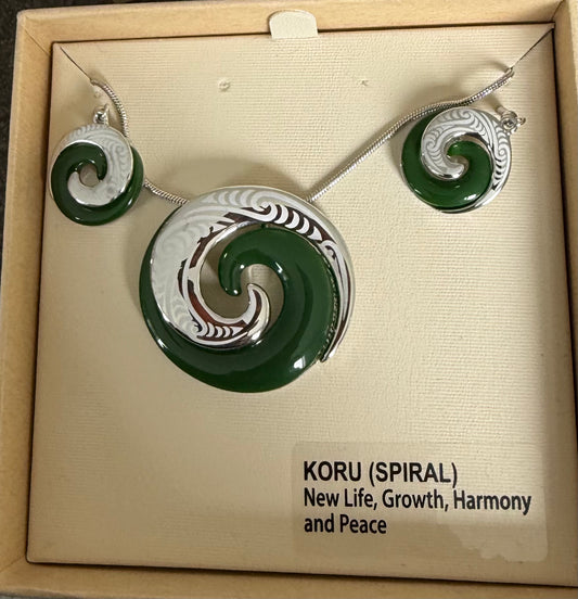 Jade Koru Necklace and Earrings