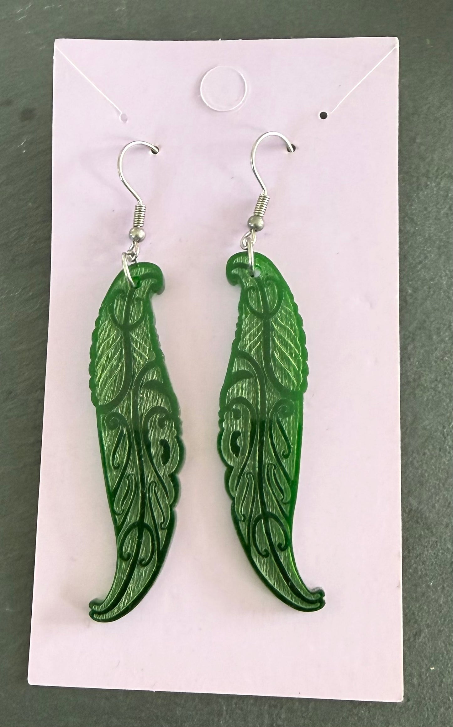 Resin green fern  Earrings