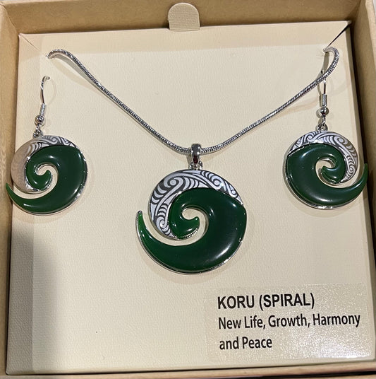 Jade Koru Necklace and Earrings