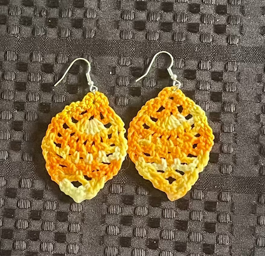 Miiana Orange and Yellow Hand Croquet Earrings