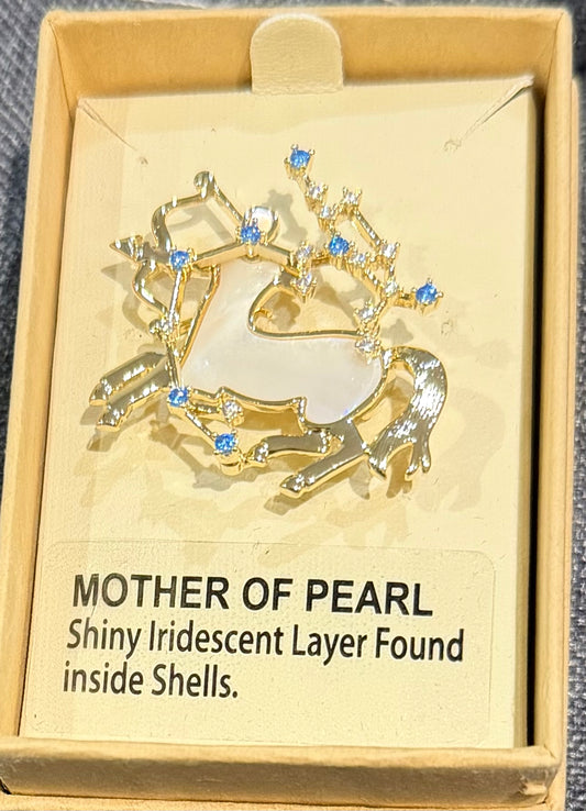 Mother of Pearl Brooch Sagittarius