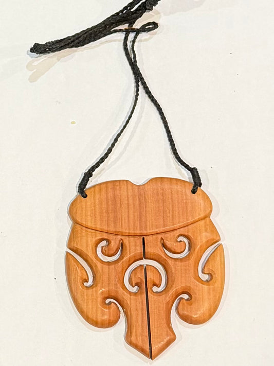 Moko Kauae Breastplate Necklace - Wooden Carving