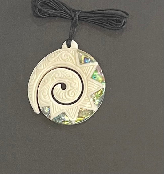 Koru with Paua Necklace - Bone Carving