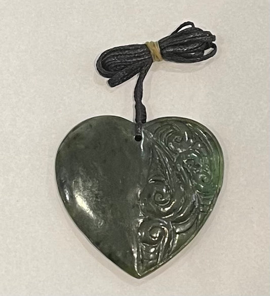 Greenstone engraved heart Pounamu Necklace