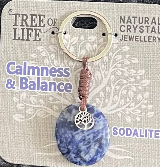 Tree of life Gemstone Crystal Key ring Sodalite Calmness & Balance