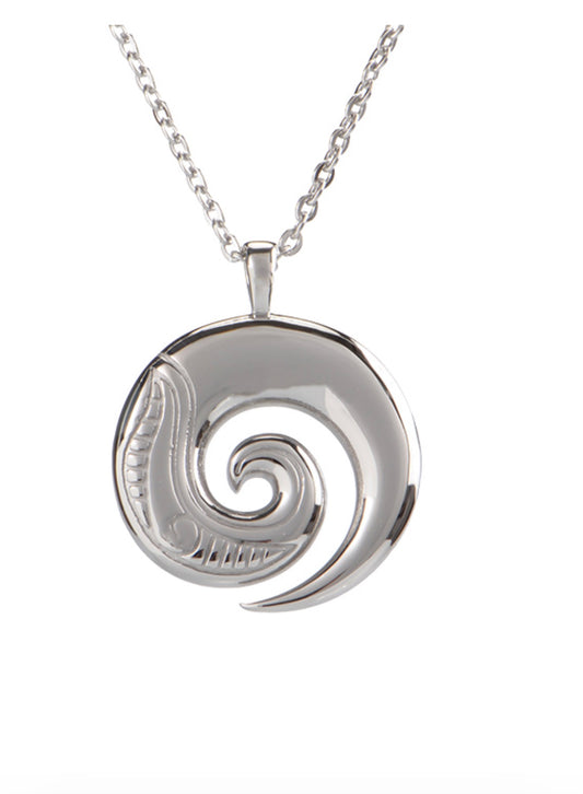 Stainless Steel Open Koru Necklace