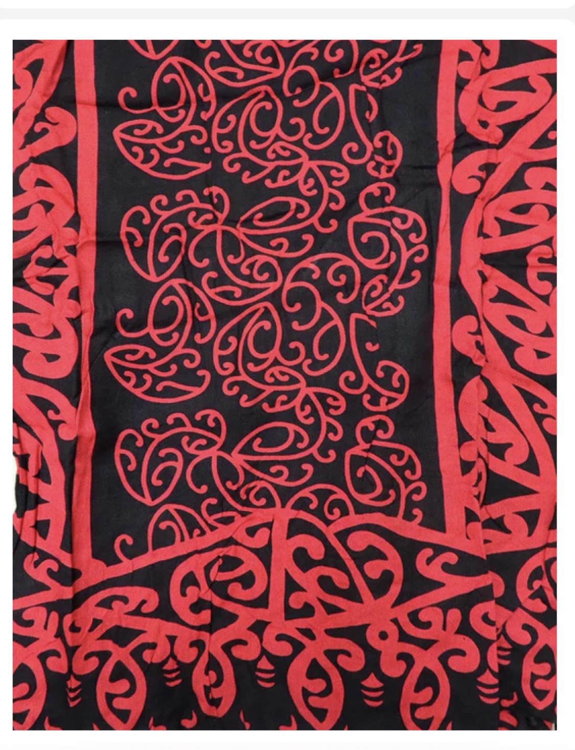 Maori Sarong - Kowhaiwhai red and black