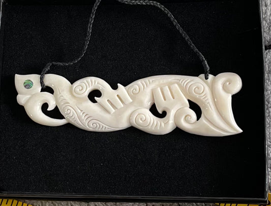 Manaia Breast Plate Pendant - Bone Carving