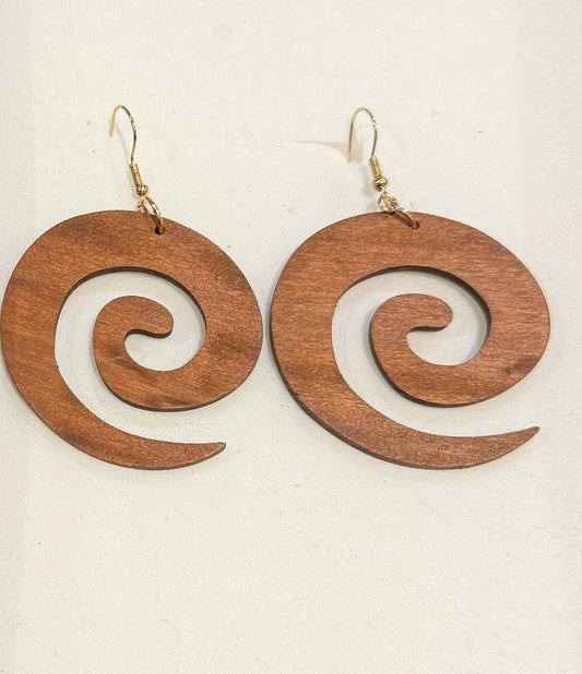 Wooden Koru Earrings