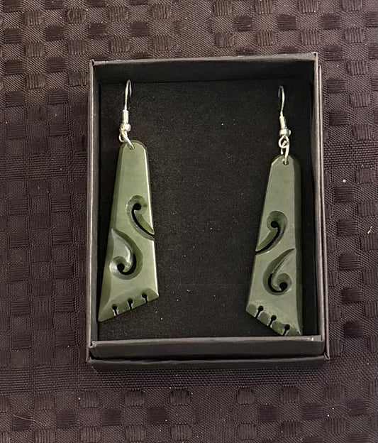 Greenstone Earrings - Double Koru Design