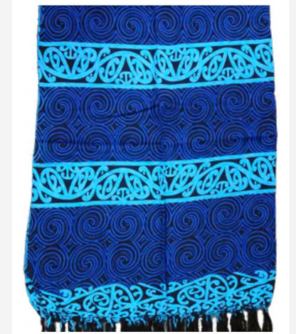 Maori Sarong - Spiral Koru Blue 104