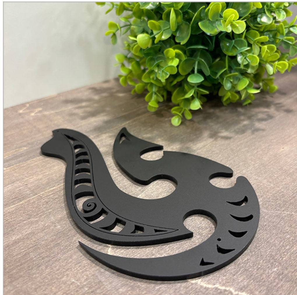 Black Acrylic Hei Matau Design - Wall Art