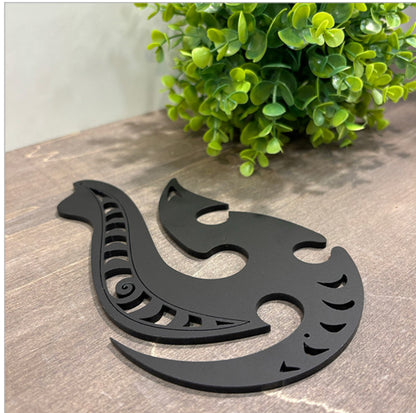 Black Acrylic Hei Matau Design - Wall Art
