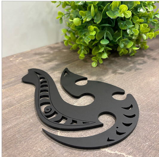 Black Acrylic Hei Matau Design - Wall Art