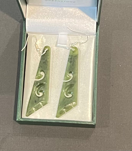 Toki Greenstone Earrings With Koru