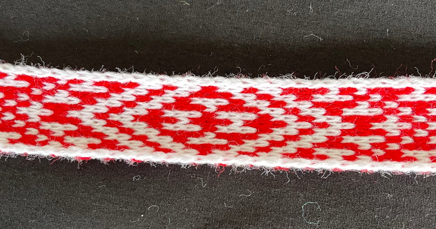 1inch white and red Taniko Band