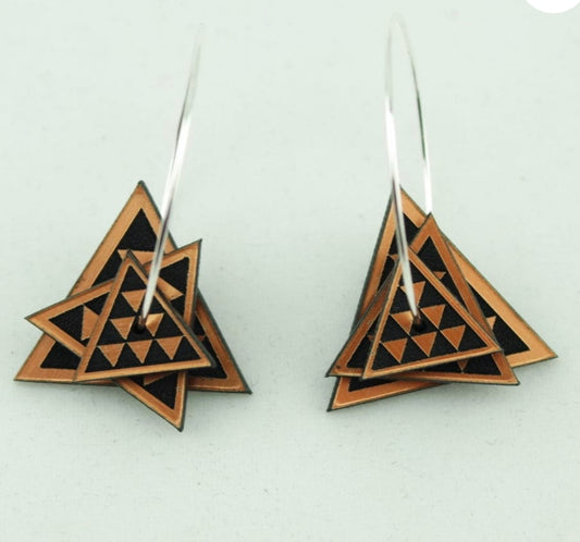 3d stacker Taniko earrings copper