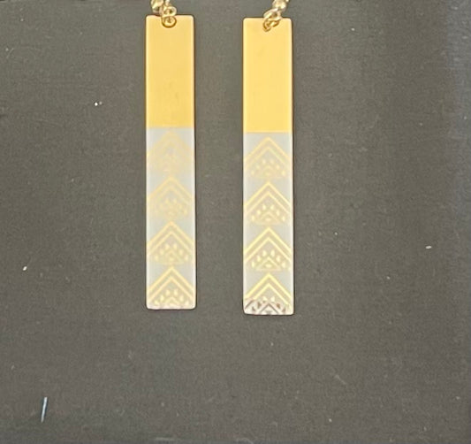 Stainless Steel Gold and White Earrings