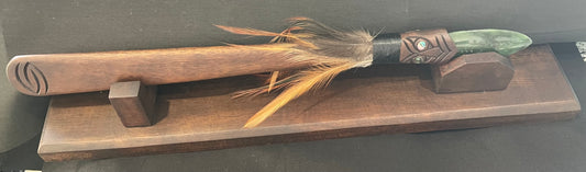 Wooden Taiaha with Greenstone Blade - taiaha
