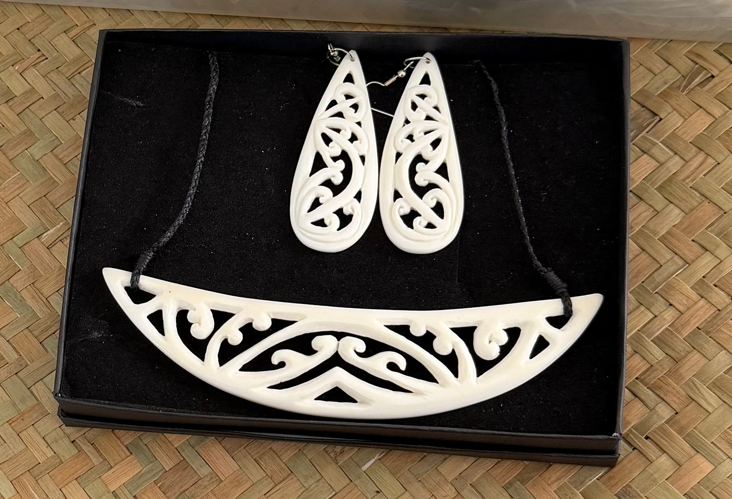 Bone Breastplate Set - Bone Necklace & Earrings