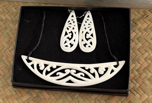 Bone Breastplate Set - Bone Necklace & Earrings