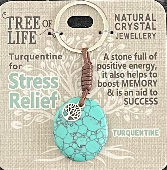 Tree of life Gemstone Crystal Key ring Turquentine Stress Relief