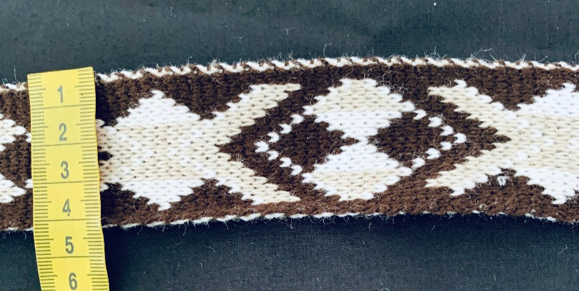 Chocolate beige and white Pātiki - Taniko Band 2inch