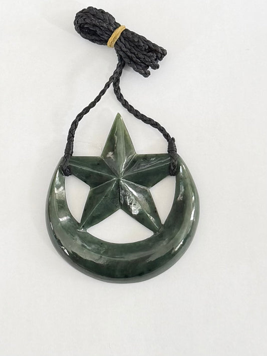 Greenstone moon with star