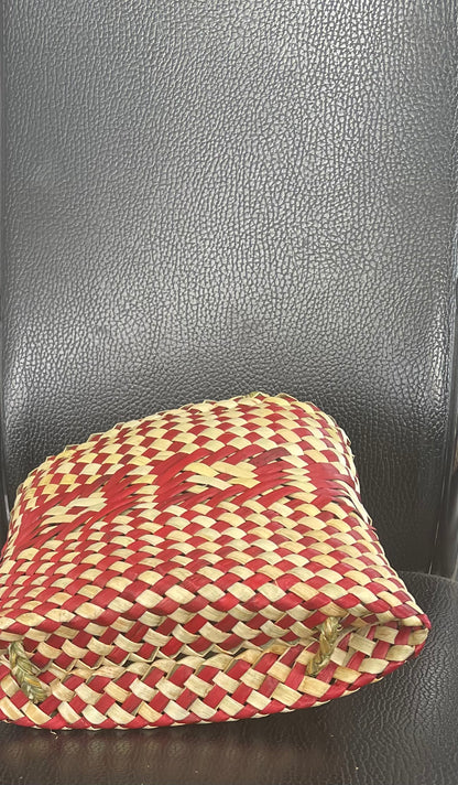 Flax Kete - Red and Natural
