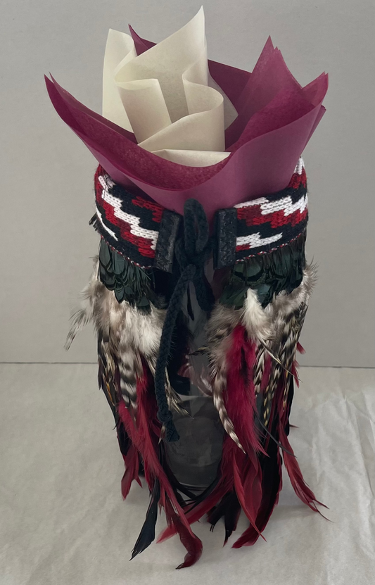 Decorative maroon mini korowai