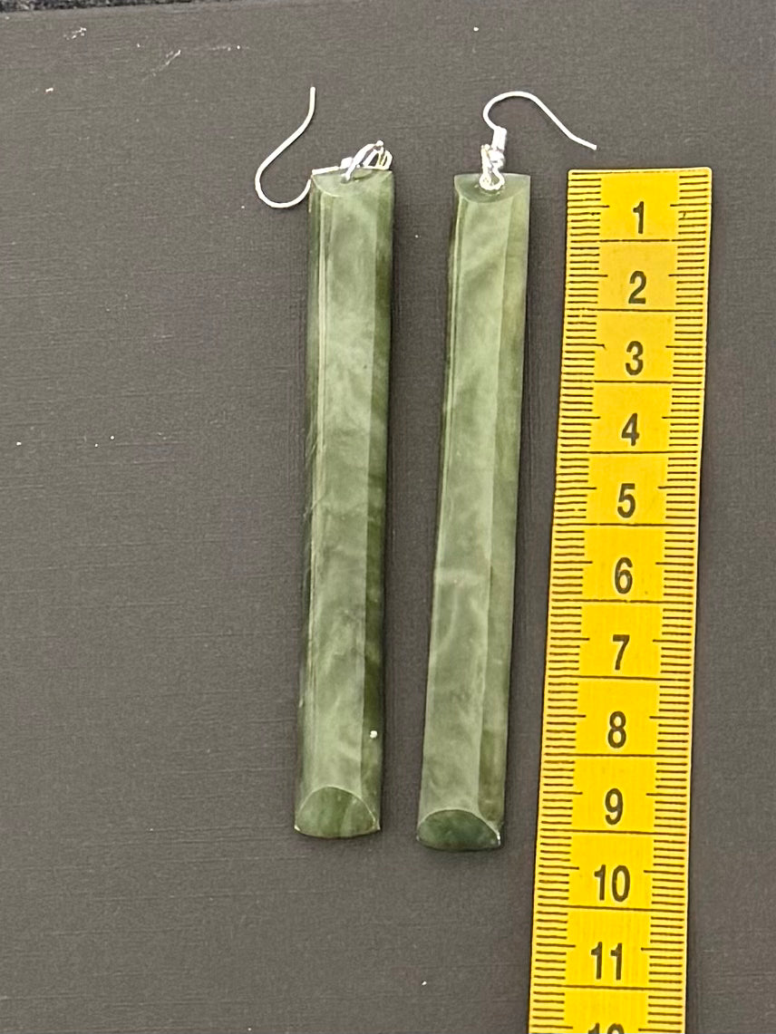 Extra Long Toki Greenstone Earrings 4