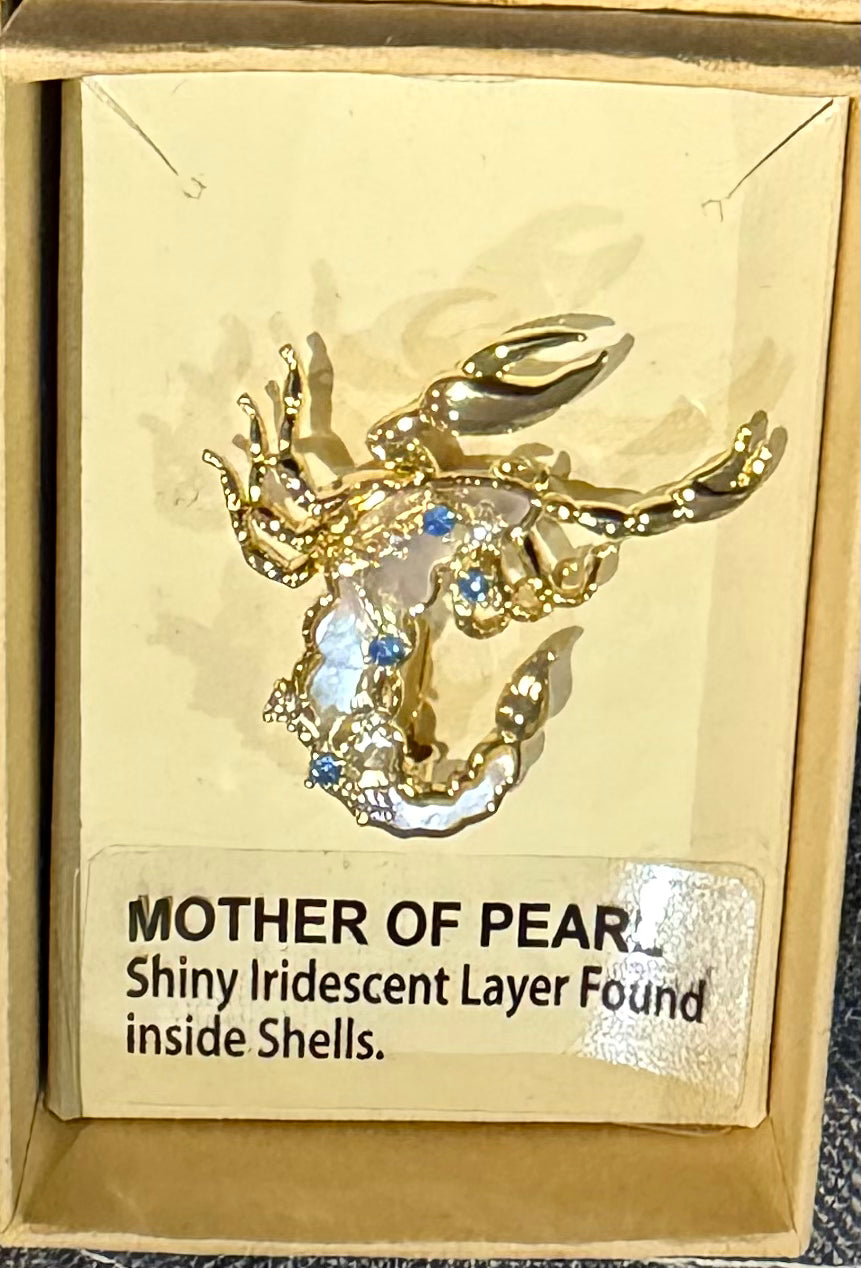 Mother of Pearl Brooch Scorpio