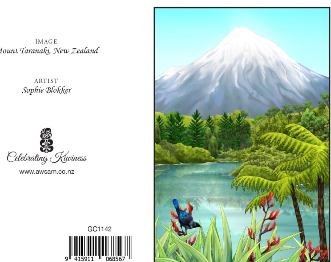Mt Taranaki Square Plaque Plus a Gift Card To Match - Ceramic Art