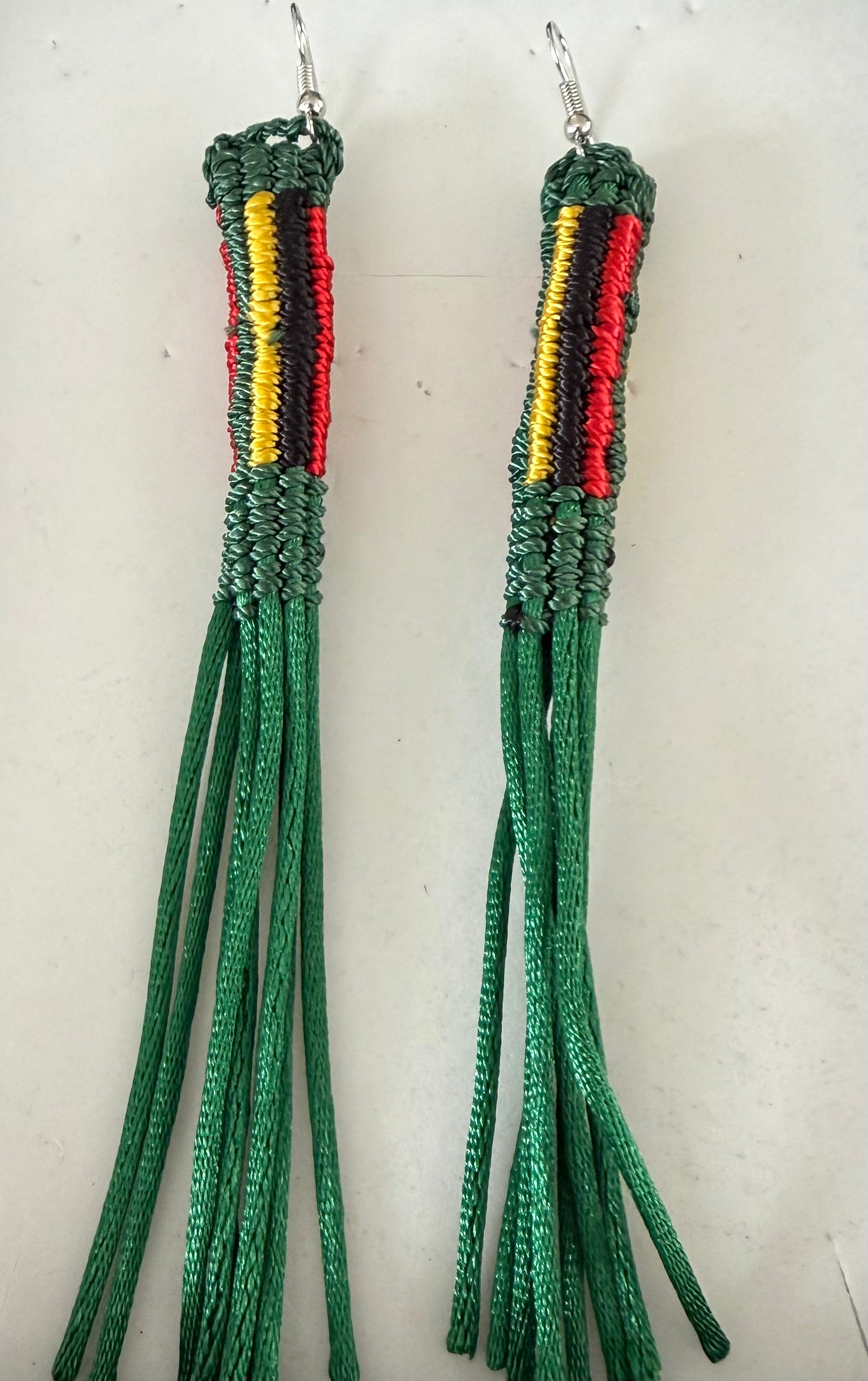 Hand weaved taniko Rasta earrings