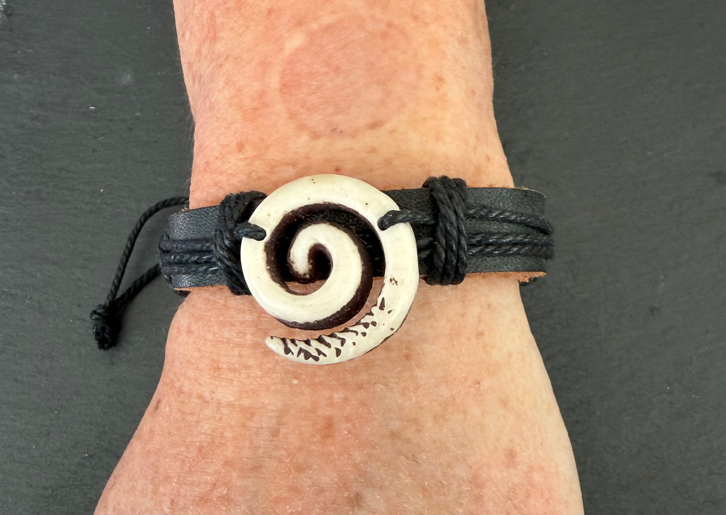 Leather Bracelet with Resin Koru