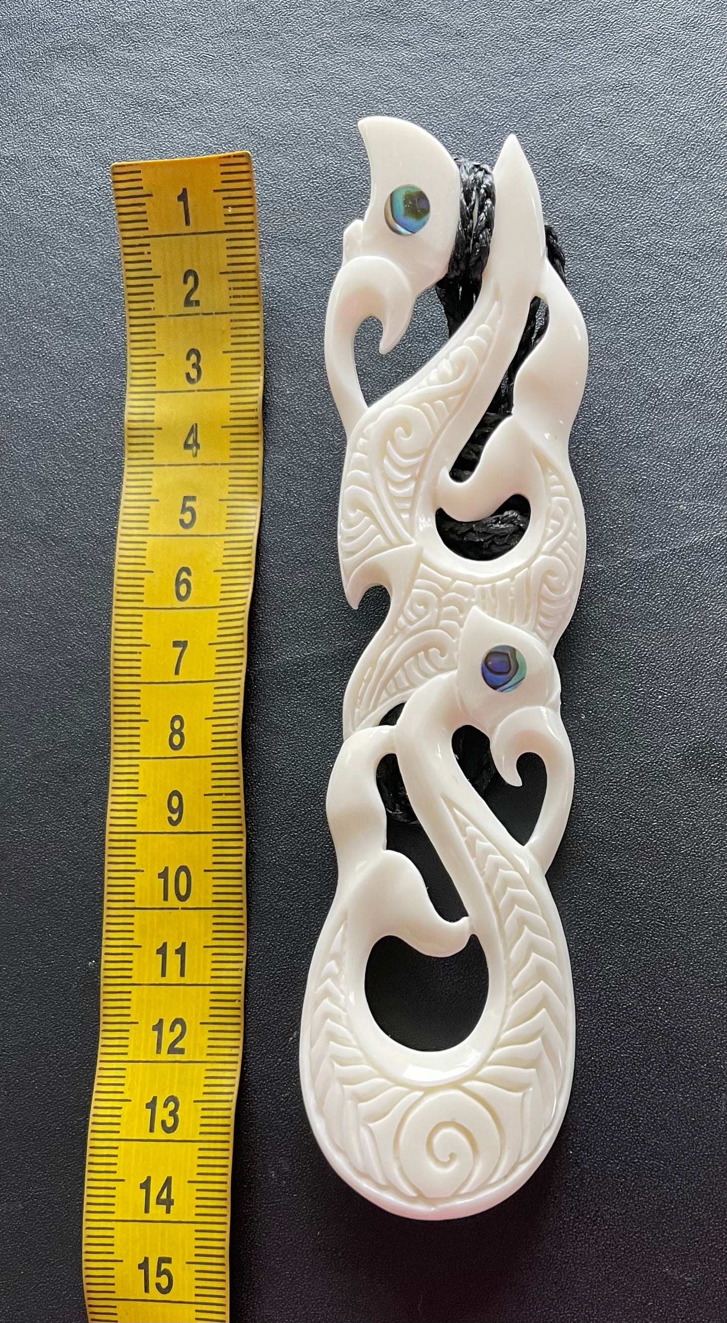 Large White Manaia Necklace - Bone Carving