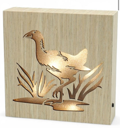 Pūkeko Wooden LED Light - LED Art