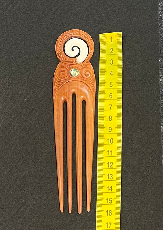 Bone and wood koru 4 Prong