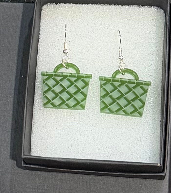 Acrylic green kete earrings