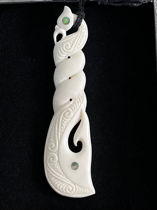 Large Twist Pendant - Bone Carving