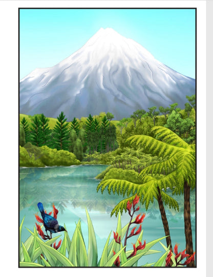 Maori Art Cards by Sophie Blokker Mount Taranaki
