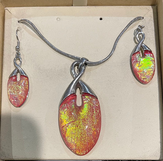 Yellow Orange Twist Necklace and Earrings