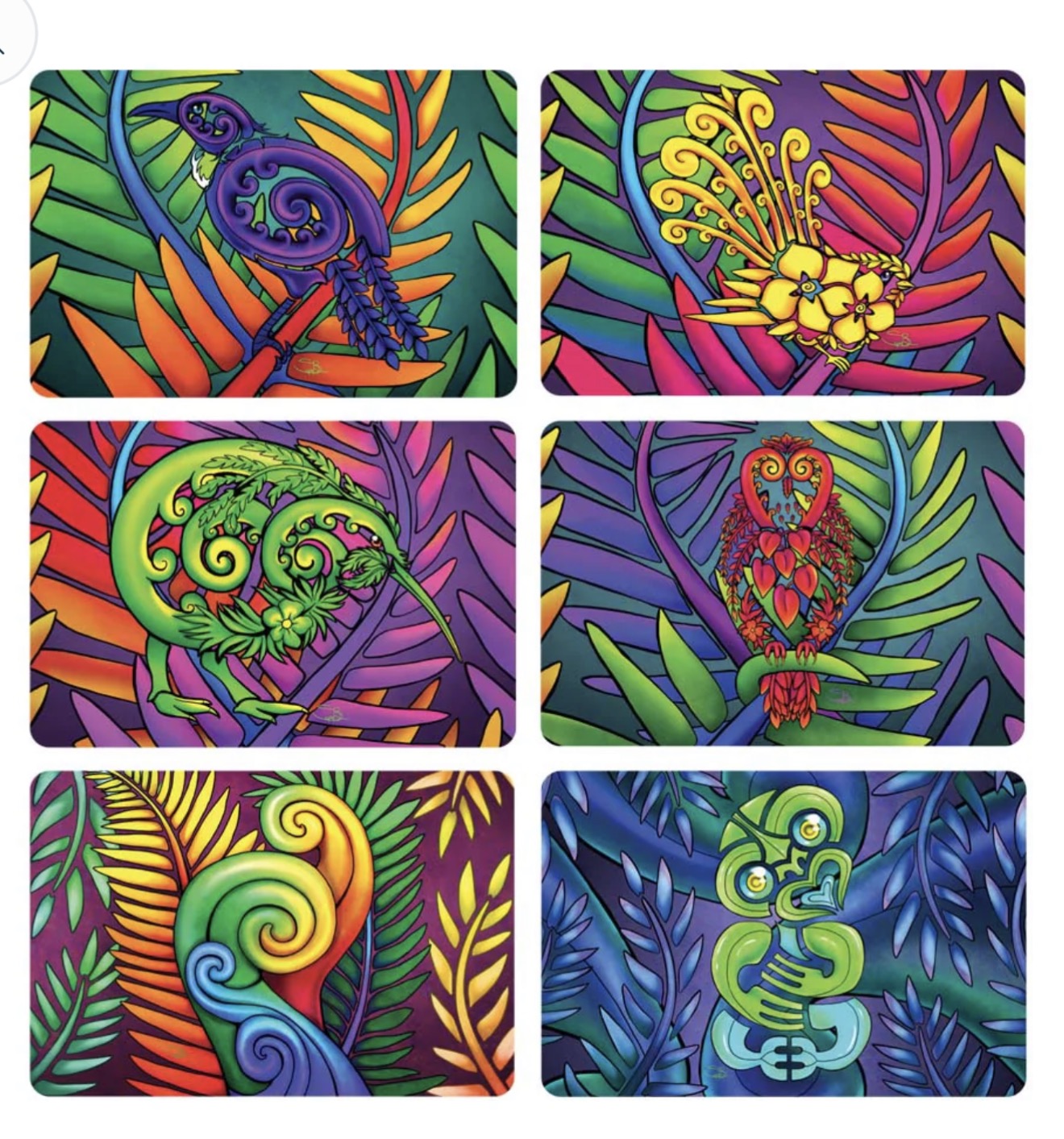 Bright Art Coasters With Cork Backing - Set 6